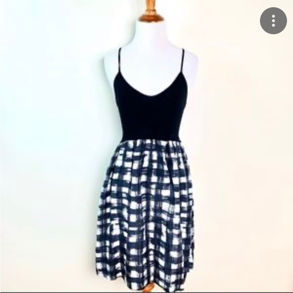 Theory Brand black and white silk dress